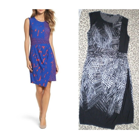 BCBG Max Azria Natala Asymmetrical Dress Abstract‎ Print~ XS - Picture 1 of 5